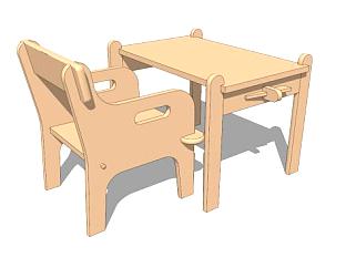 <em>儿童</em>幼儿座椅桌子<em>SU模型</em>下载_sketchup草图大师SKP模型