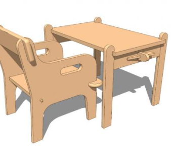 儿童幼儿座椅桌子SU模型下载_sketchup草图大师SKP模型