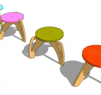 儿童圆椅子SU模型下载_sketchup草图大师SKP模型