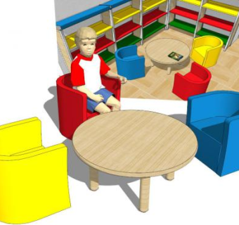儿童桌儿童椅子SU模型下载_sketchup草图大师SKP模型