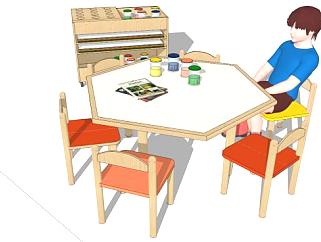 儿童桌椅sketchup模型下载_sketchup草图大师SKP模型