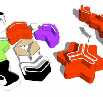 儿童桌椅大全SU模型下载_sketchup草图大师SKP模型