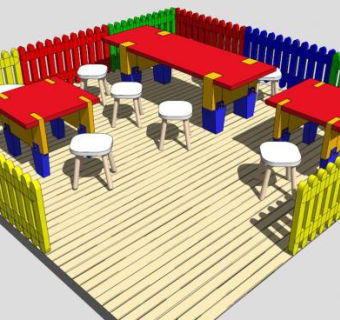 儿童桌椅栏SU模型下载_sketchup草图大师SKP模型