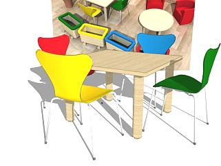 儿童桌椅组合sketchup模型下载_sketchup草图大师SKP模型