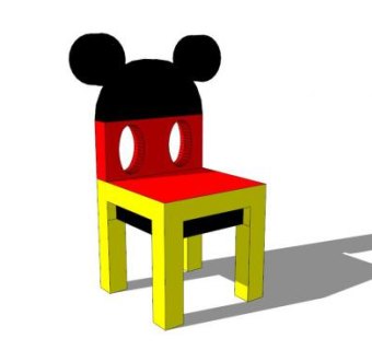 米奇儿童桌椅子SU模型下载_sketchup草图大师SKP模型