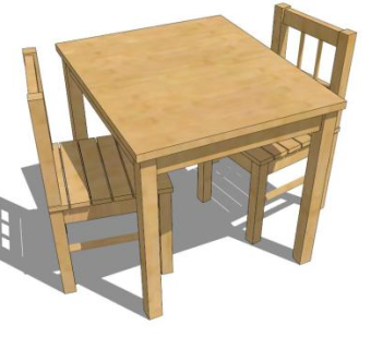 木质儿童桌椅子SU模型下载_sketchup草图大师SKP模型