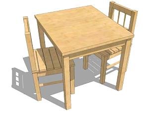 木质儿童桌椅子SU模型下载_sketchup草图大师SKP模型