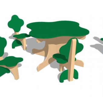 树木主题儿童桌椅sketchup模型下载_sketchup草图大师SKP模型