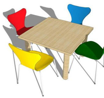 四人儿童桌椅子SU模型下载_sketchup草图大师SKP模型