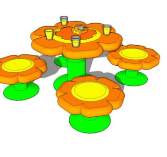 向日葵儿童桌椅子SU模型下载_sketchup草图大师SKP模型