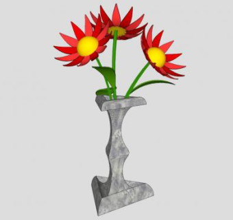 花钵花卉装饰SU模型下载_sketchup草图大师SKP模型