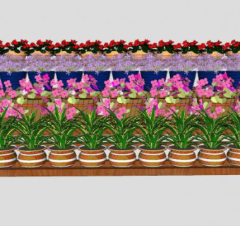 装饰盆栽花盆架SU模型下载_sketchup草图大师SKP模型