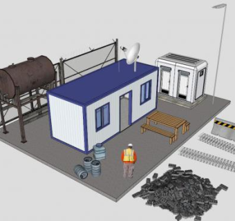 活动板房及施工场地sketchup模型下载_sketchup草图大师SKP模型