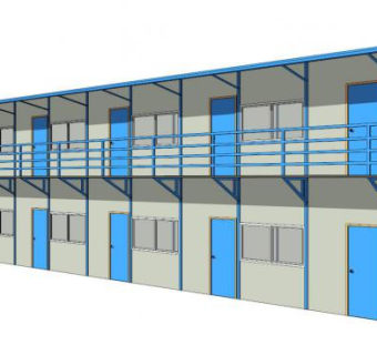 蓝色双层活动板房sketchup模型下载_sketchup草图大师SKP模型