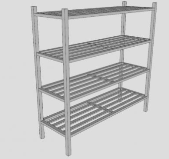 存放物品四层层架sketchup模型下载_sketchup草图大师SKP模型