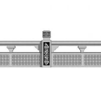 大理石中式栏杆石栏杆SU模型下载_sketchup草图大师SKP模型