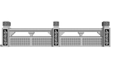 大理石中式栏杆石栏杆SU模型下载_sketchup草图大师SKP模型