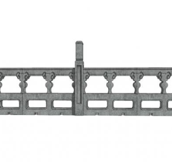 古代中式栏杆石栏杆SU模型下载_sketchup草图大师SKP模型