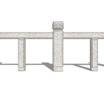 简单中式栏杆石栏杆SU模型下载_sketchup草图大师SKP模型