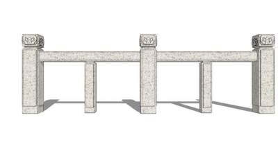 简单中式栏杆石栏杆SU模型下载_sketchup草图大师SKP模型