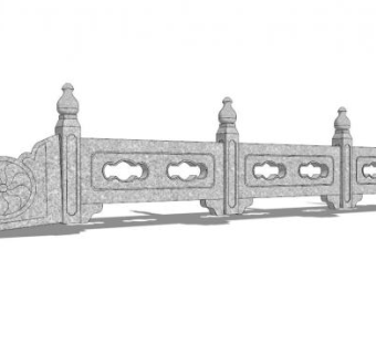 桥中式栏杆石栏杆SU模型下载_sketchup草图大师SKP模型