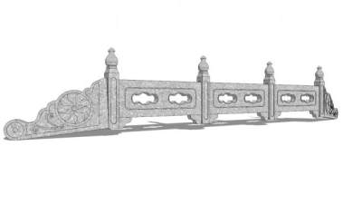 桥中式栏杆石栏杆SU模型下载_sketchup草图大师SKP模型