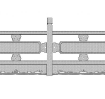 中式花纹栏杆石栏杆SU模型下载_sketchup草图大师SKP模型