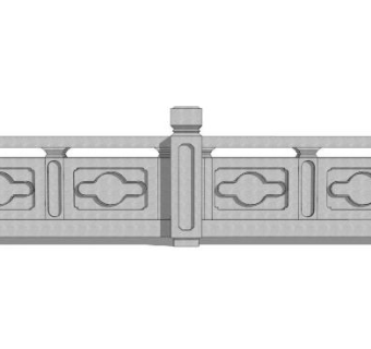 中式栏杆桥石栏杆SU模型下载_sketchup草图大师SKP模型
