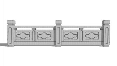 中式栏杆桥石栏杆SU模型下载_sketchup草图大师SKP模型