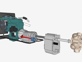 移动式液压汽车起重机动力装置SU模型_su模型下载 草图大师模型_SKP模型