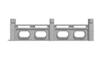 中式栏杆石栏杆扶手SU模型下载_sketchup草图大师SKP模型