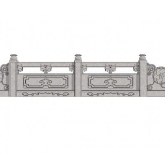 中式桥栏杆石栏杆SU模型下载_sketchup草图大师SKP模型
