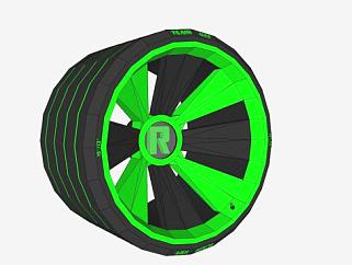 GTR轮胎轮毂SU模型下载_sketchup草图大师SKP模型