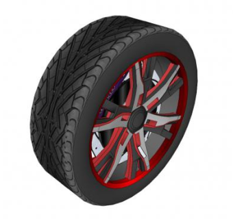 红色轮胎轮毂SU模型下载_sketchup草图大师SKP模型