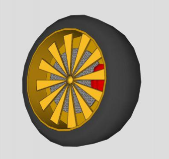 黄色轮胎轮毂SU模型下载_sketchup草图大师SKP模型