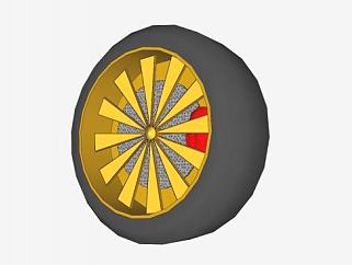 黄色轮胎轮毂SU模型下载_sketchup草图大师SKP模型