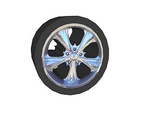 蓝色轮胎轮毂SU模型下载_sketchup草图大师SKP模型