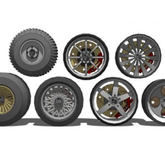 轮胎轮毂SU模型大全下载_sketchup草图大师SKP模型