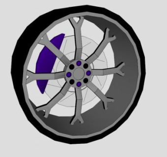 紫色卡钳轮胎轮毂SU模型下载_sketchup草图大师SKP模型