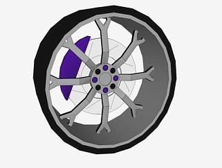 紫色卡钳轮胎轮毂SU模型下载_sketchup草图大师SKP模型