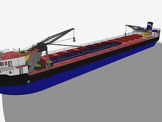 江里航行的货轮轮船SU模型_su模型下载 草图大师模型_SKP模型