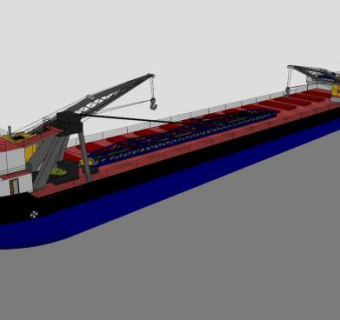 江里航行的货轮轮船SU模型_su模型下载 草图大师模型_SKP模型