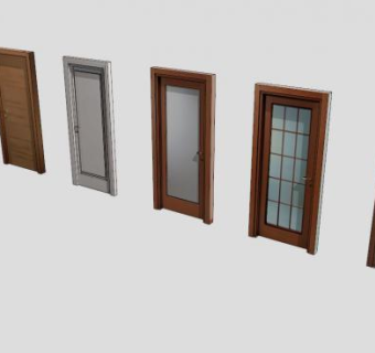 多宽木质门打包SU模型下载_sketchup草图大师SKP模型