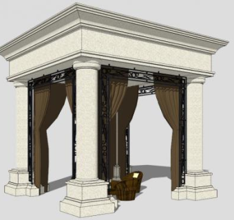 新欧式亭子SU模型下载_sketchup草图大师SKP模型
