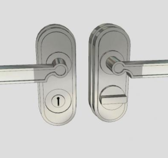 不锈钢门把手正反面SU模型下载_sketchup草图大师SKP模型