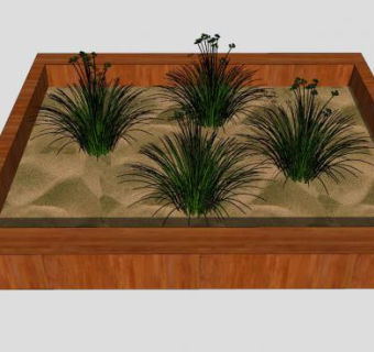 花箱沙地植被SU模型下载_sketchup草图大师SKP模型