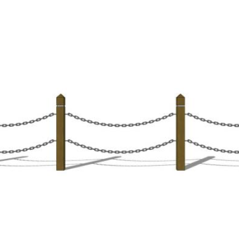 户外铁索绳索栏杆SU模型下载_sketchup草图大师SKP模型