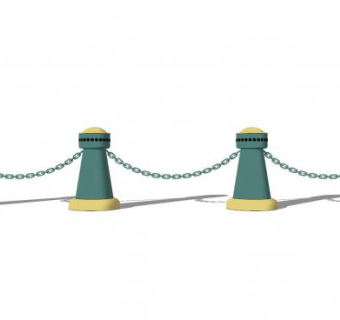 码头铁索绳索栏杆SU模型下载_sketchup草图大师SKP模型