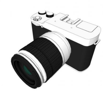 黑白色单反相机SU模型下载_sketchup草图大师SKP模型