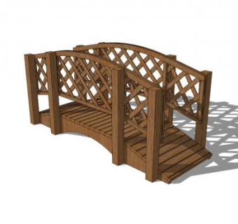 带护栏小木桥栈道桥SU模型下载_sketchup草图大师SKP模型